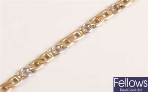 9ct bi-colour gold fancy link necklet, with a