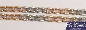 Platinum and rose gold curb link chain. in the