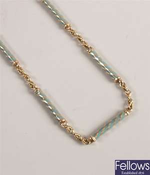 9ct gold fancy link chain necklet, with enamelled