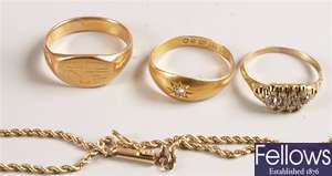 22ct gold gypsy ring set a single diamond, 18ct