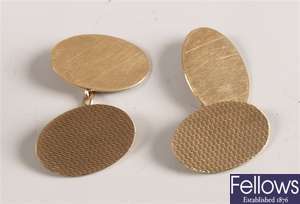 Pair of 9ct gold oval chain link cufflinks half