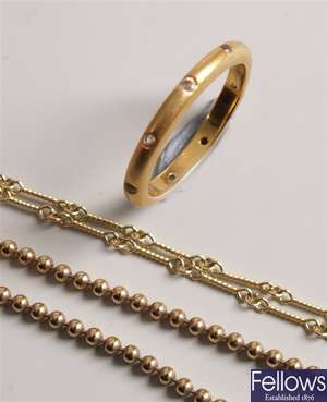 Two necklets, to include a 9ct gold bead link