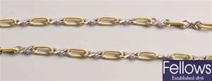 18ct bi-colour gold fancy link neck chain with a