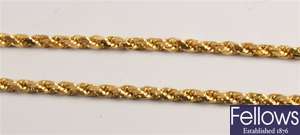 22ct gold rope design necklet. Length - 56cms/22