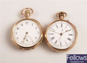 A 9ct gold cased top wind pocket watch with a