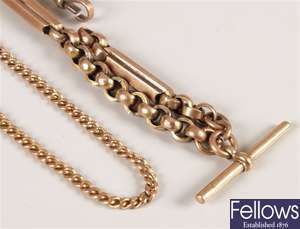 Victorian 9ct rose gold belcher and trombone link