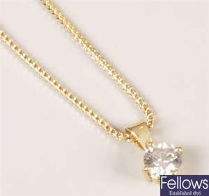18ct gold single stone diamond pendant set a