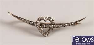 Victorian silver fronted gold crescent brooch