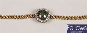 Green zircon and diamond bracelet - the oval