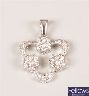 18ct white gold round brilliant diamond pendant