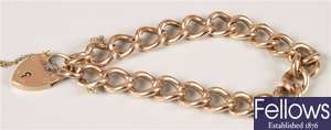 9ct gold hollow curb link bracelet with padlock