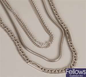 Two 16 inch and one 18inch 18ct white gold chains