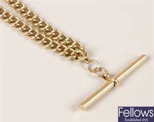 9ct yellow gold curb link double Albert and