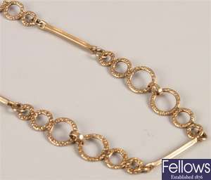 9ct gold circular link design fancy necklet, with
