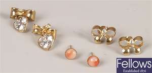 Twenty five assorted pairs of 9ct gold earrings,