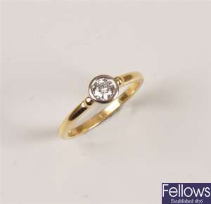 18ct gold single stone diamond ring with a collet