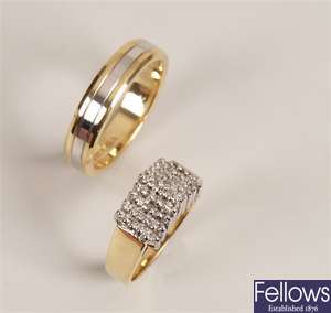An 18ct gold bi-colour wedding band the outside