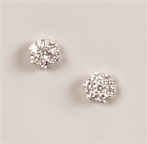 Pair of 18ct white gold diamond daisy cluster