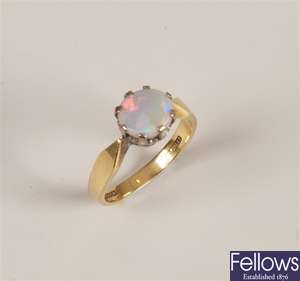18ct gold and platinum mounted single stone opal