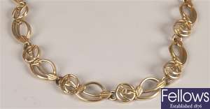 9ct gold necklet with open work design panel