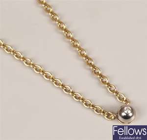 18ct gold belcher link necklet, with a central