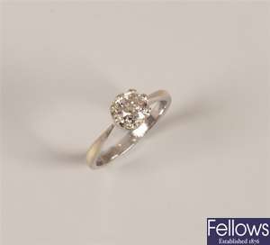 9ct white gold single stone old cut diamond ring