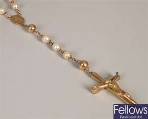 Holy Communion Rosary beads, with cultured pearl