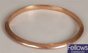 1920's 9ct rose gold slave bangle, with knife