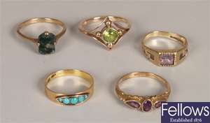 Five rings, to include a 15ct gold turquoise set