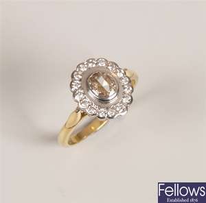 18ct gold diamond cluster ring with a central