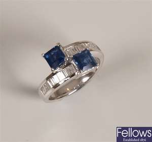 18ct white gold sapphire and diamond crossover