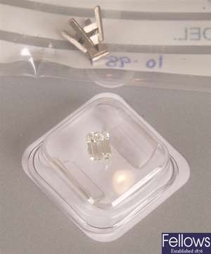 Single stone emerald cut diamond pendant, weight