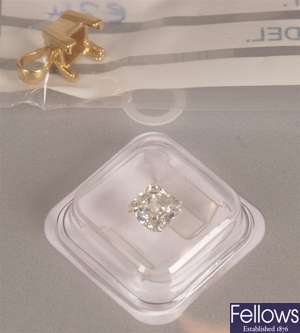 Single stone asscher cut diamond pendant, weight