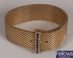 9ct gold sapphire bracelet in a belt and buckle
