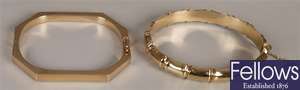 Two 9ct gold bangles, to include an angular