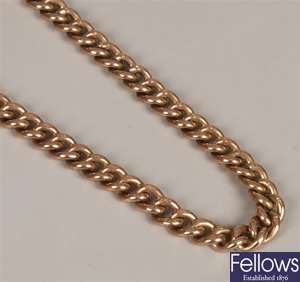 9ct gold curb link albert chain. Weight - 33