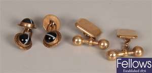Two pairs of cufflinks to include a pair of 15ct