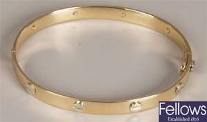 9ct bi-colour gold Cartier style bangle with