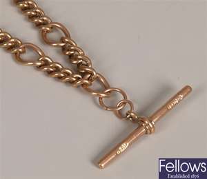 9ct gold fancy link albert chain, in a four link