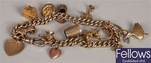 10ct gold curb link charm bracelet, charms to