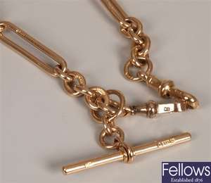 9ct rose gold 'fetter and three' link single