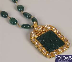Continental emerald and diamond set necklet, with