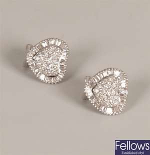 18ct gold diamond heart shaped stud earrings with