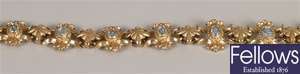 9ct gold aquamarine set fancy design bracelet,