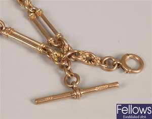 9ct gold double Albert chain with a fetter and