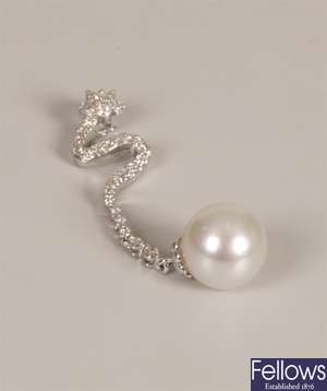 18ct white gold South Sea pearl and round