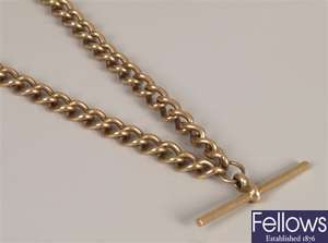 9ct yellow gold solid curb link double Albert and