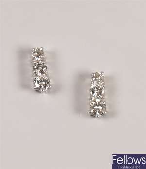 Pair of 18ct white gold diamond stud earrings