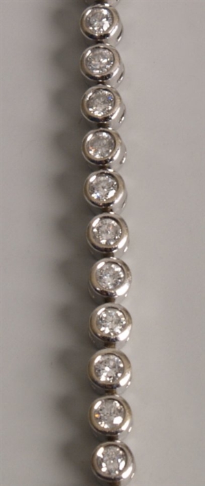18ct white gold collet set diamond line bracelet