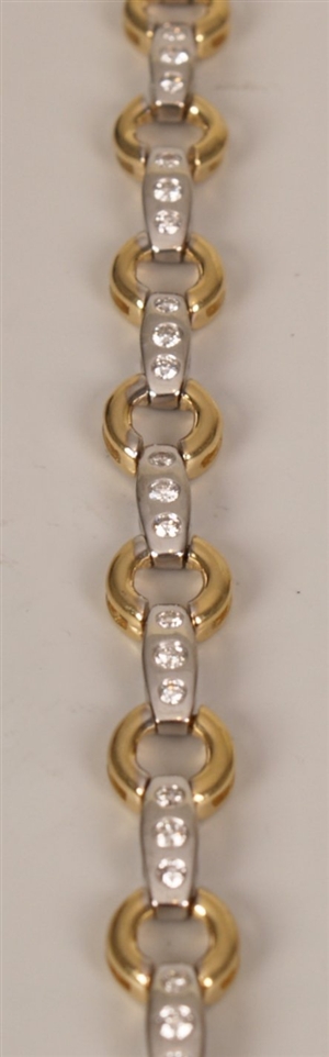 18ct bi-colour gold diamond bracelet, the white